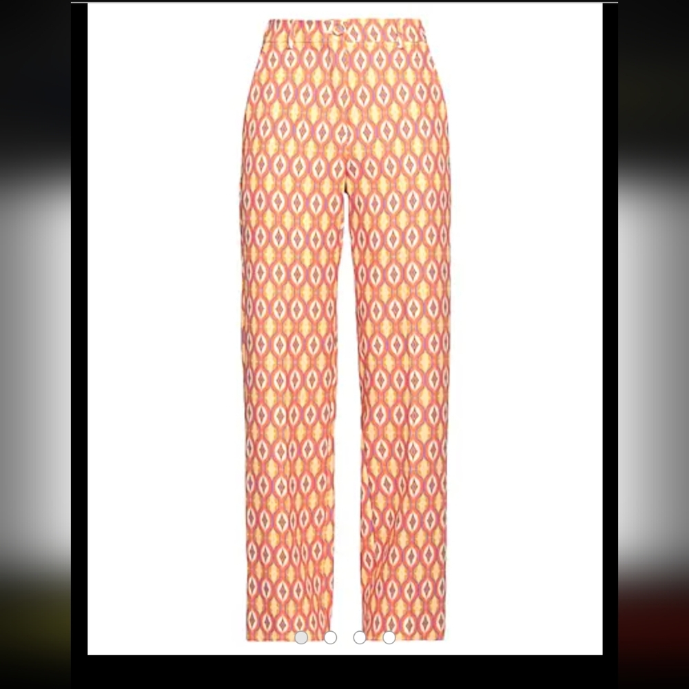 Carole Little Orange and Pink Trousers with Geometric Pattern